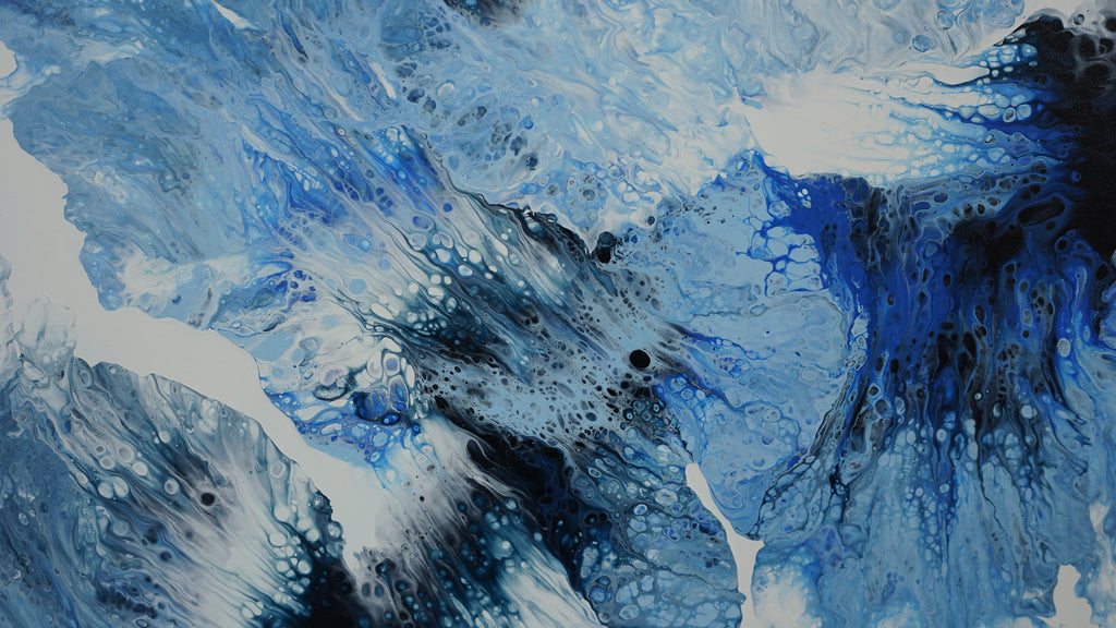 Abstract art with blue and black brush strokes