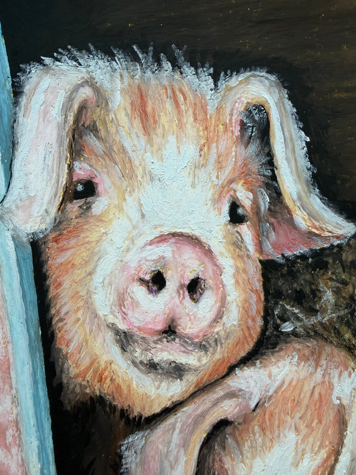 "Pino and Gino the Pigs" - Original oil pastels on paper 17x24cm