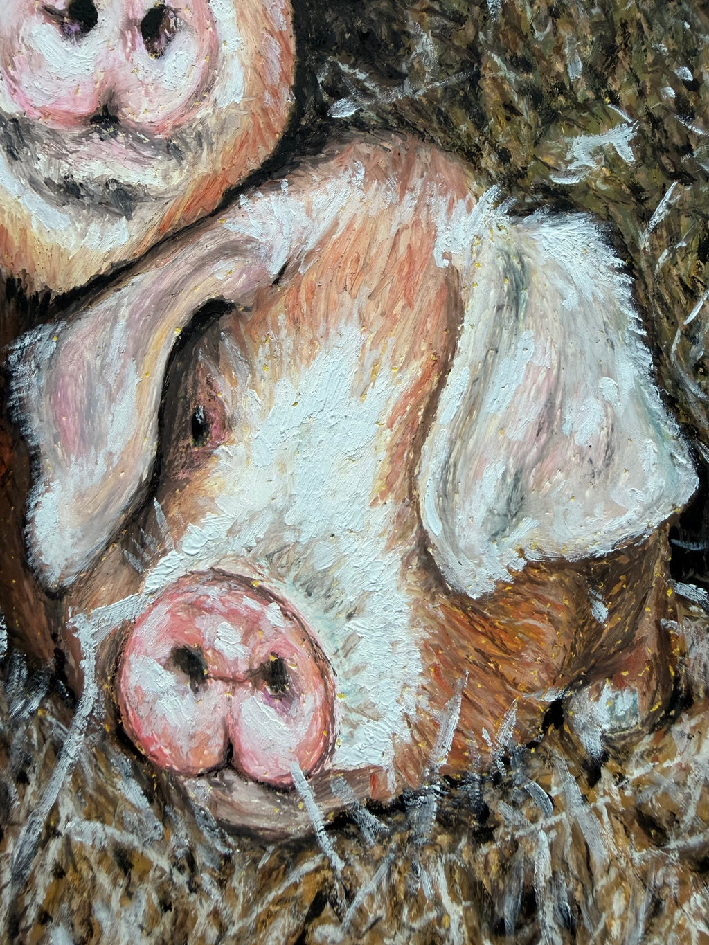 "Pino and Gino the Pigs" - Original oil pastels on paper 17x24cm